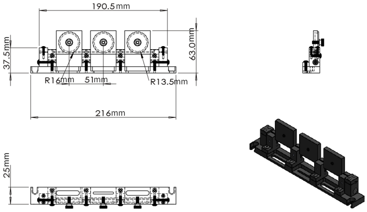 YESWEHAVE Manual Fiber Polarization Controller - 27 mm Loop dimensions and engineering drawing in mm.