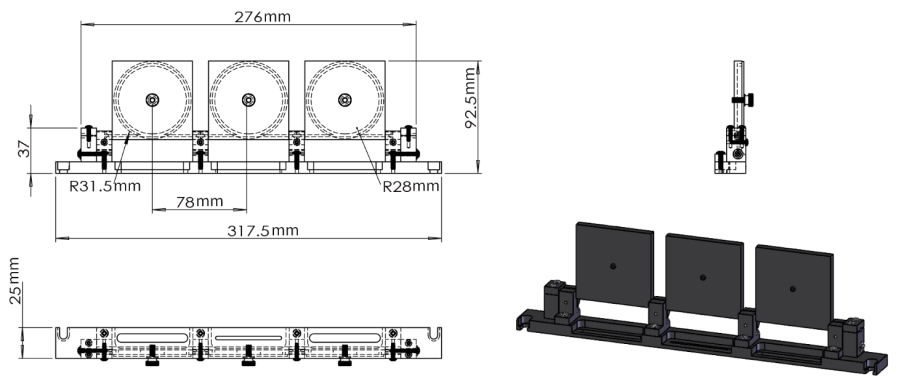 YESWEHAVE Manual Fiber Polarization Controller - 56 mm Loop dimensions and engineering drawing in mm.
